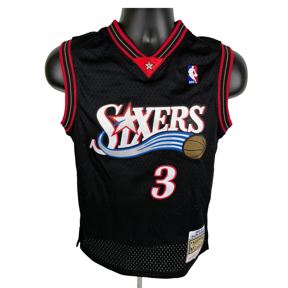 Mitchell & Ness Allen Iverson Philadelphia 76ers Kids Jersey Black M 10/12 NBA